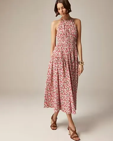 J.CREW 花卉挂脖连衣裙