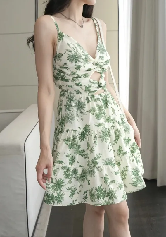 SANDRO 绿色镂空吊带裙连衣裙