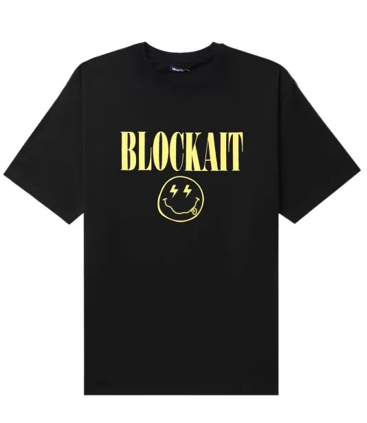 BLOCKAIT 饰 logo 表情印花 T 恤