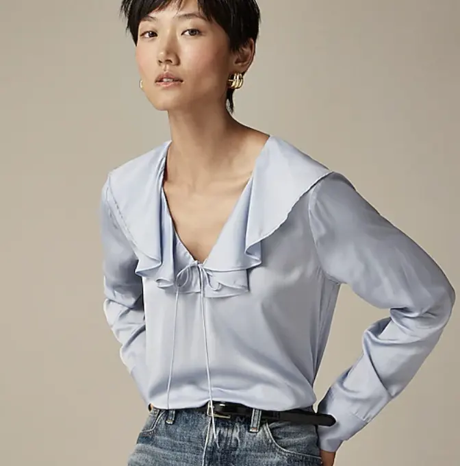 J.CREW 真丝荷叶边上衣