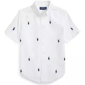 Ralph Lauren 拉夫劳伦大童款短袖衬衫 白色+印花