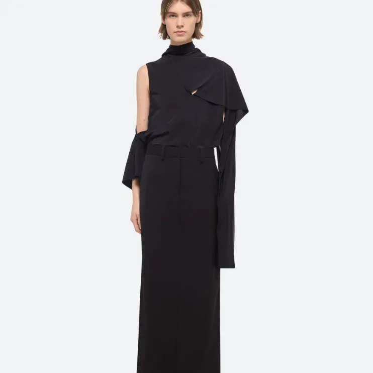 Helmut Lang MAXI 拉链黑色长款连衣裙