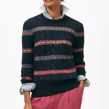 Brooks Brothers Fair Isle 绞花平纹针织棉毛衣