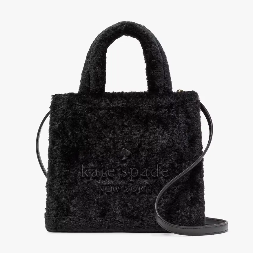 Kate Spade Ellie 黑色毛毛小号托特包