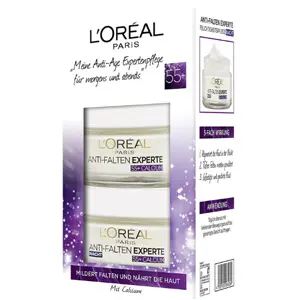 补货！L'Oréal Paris欧莱雅 冻龄专家55+钙源 抗皱保湿日霜晚霜套装