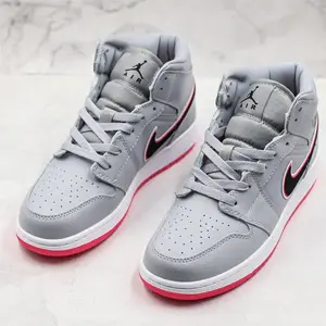 Jordan AJ 1 Mid大童灰粉运动鞋