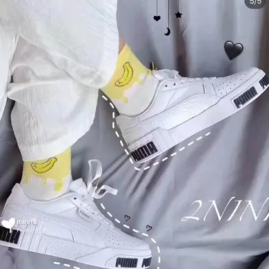 新款！Puma 彪马Cali女款板鞋  白底黑字
