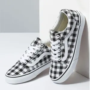 限5码！VANS范斯Gingham Old Skool黑白条纹格女款