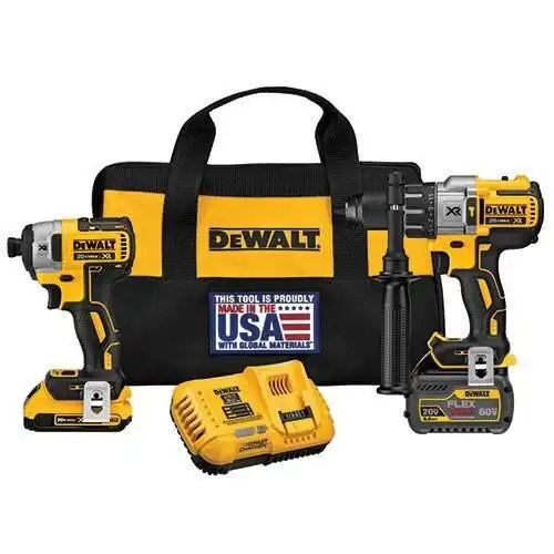 DeWalt 20V/60V Flexvolt Cordless Hammerdrill & Impact Driver Kit w/ 2 Batteries