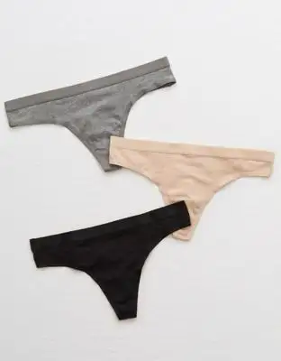 3-Pack Aerie Cotton Thong Underwear (Assorted Colors)