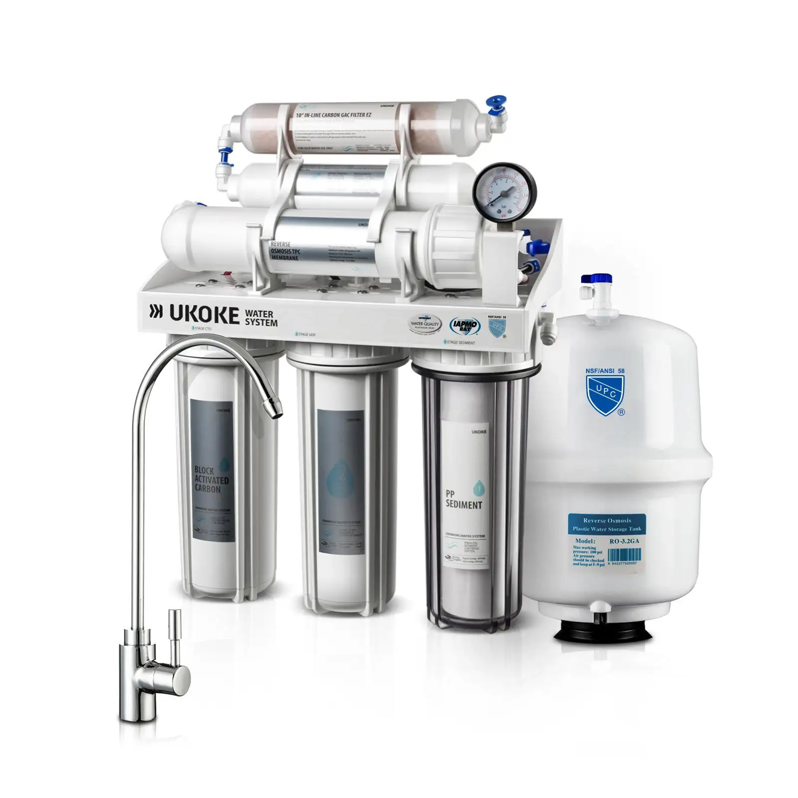 Ukoke 6 Stage Reverse Osmosis 75 GPD Water Filtration System