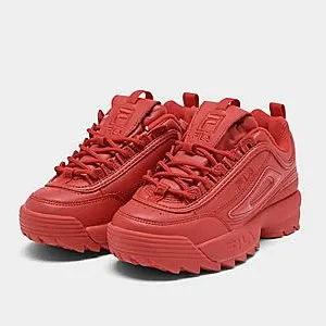 新低！FILA DISRUPTOR PATENT FLAG CASUAL大童款老爹鞋 中国红
