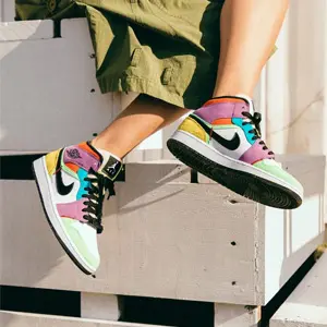 Air Jordan 1 Mid AJ1多彩拼接 女款篮球鞋