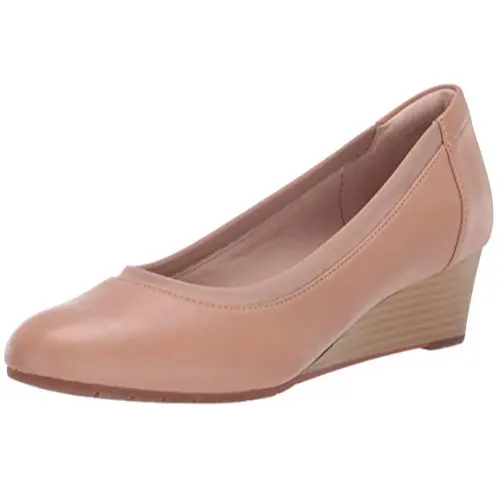 Clarks 女士坡跟真皮皮鞋