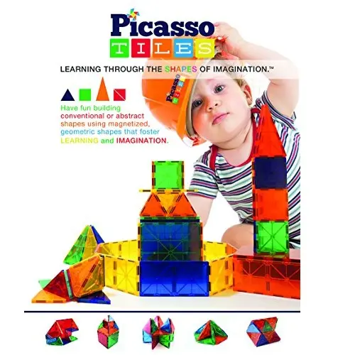 Picasso Tiles 透明3D磁性建筑积木玩具，60片装