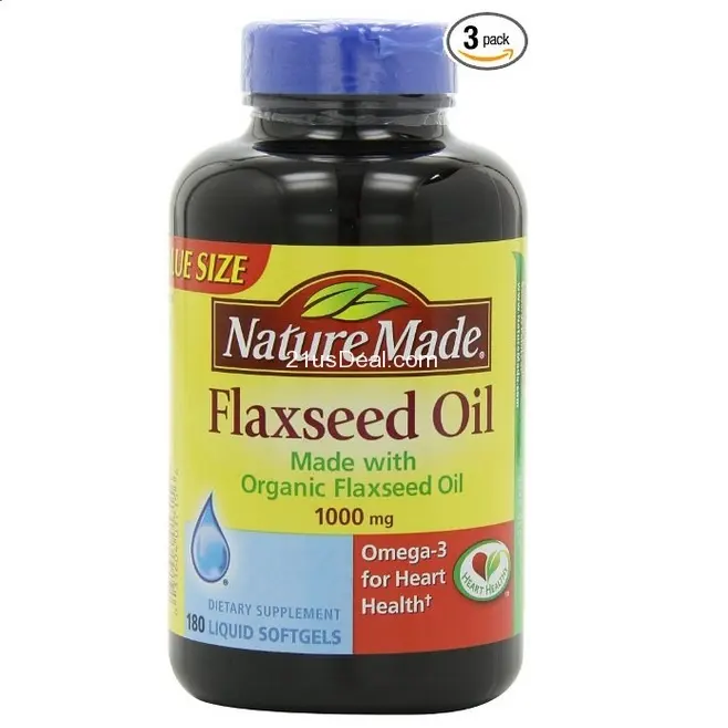 Nature Made Flaxseed Oil 1000mg, 180 Softgels, 2 for