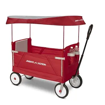 Radio Flyer 三合一可折叠带顶蓬双人儿童拖车，现点击coupon后仅售