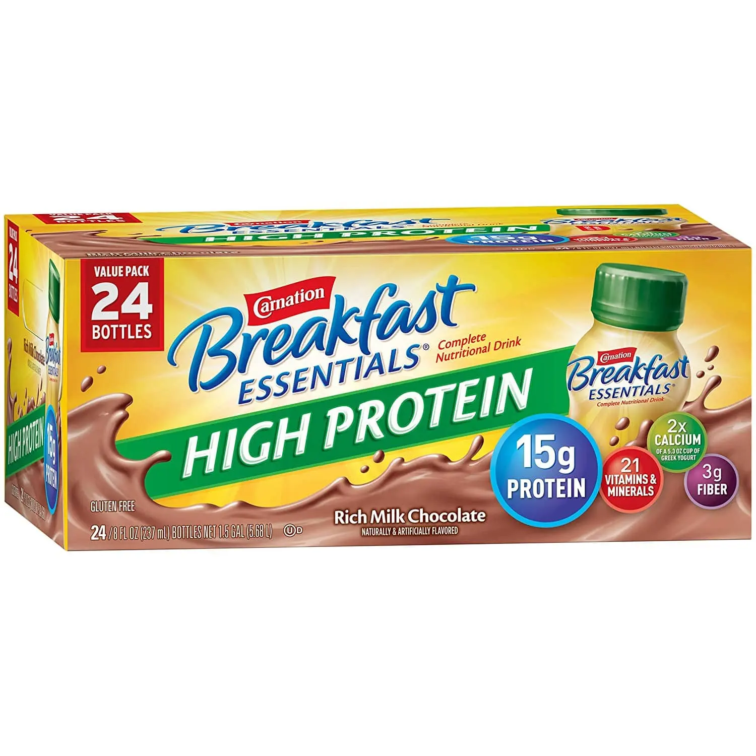 24-Ct 8oz Carnation Breakfast Essentials High Protein Drinks (Rich Milk Chocolate)