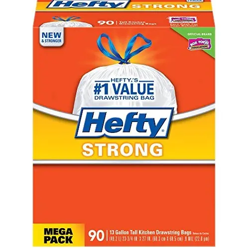 Hefty 13加仑超耐用垃圾袋，90个装