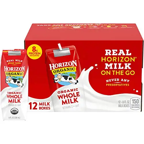 Horizon Organic Whole Milk 8 Ounce Single, 12 Count