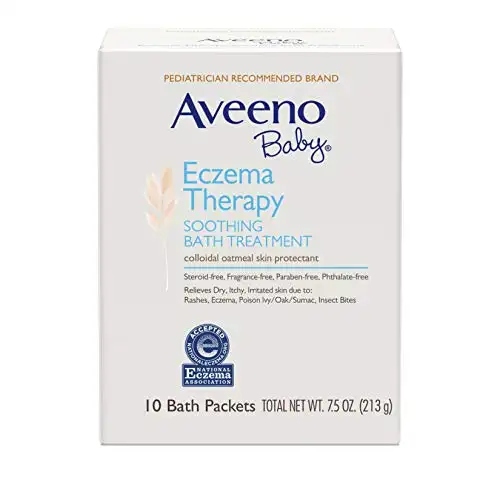 Aveeno Baby Eczema Therapy Soothing Bath Treatment for Relief of Dry, Itchy & Irritated Skin,Made with Natural Colloidal Oatmeal, Fragrance-Paraben-, Steroid- & Tear-Free, 10 ct, Now