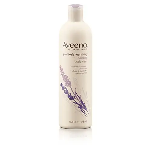 Aveeno Positively Nourishing Calming Body Wash with Lavender, Chamomile & Ylang-Ylang, Lightly Scented Daily Moisturizing Body Cleanser to Soothe & Relax, 16 fl. oz