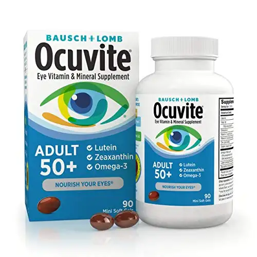 Bausch + Lomb Ocuvite Adult 50+ Vitamin & Mineral Supplement with Lutein, Zeaxanthin, and Omega-3, Soft Gels, 90-Count