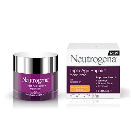 Neutrogena Triple Age Repair Anti-Aging Daily Facial Moisturizer with SPF 25 Sunscreen & Vitamin C, Firming Anti-Wrinkle Face & Neck Cream for Dark Spots, Glycerin & Shea Butter, 1.7 oz