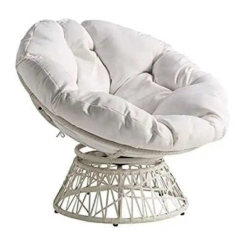 OSP Home Furnishings Wicker Papasan Chair with 360-Degree Swivel