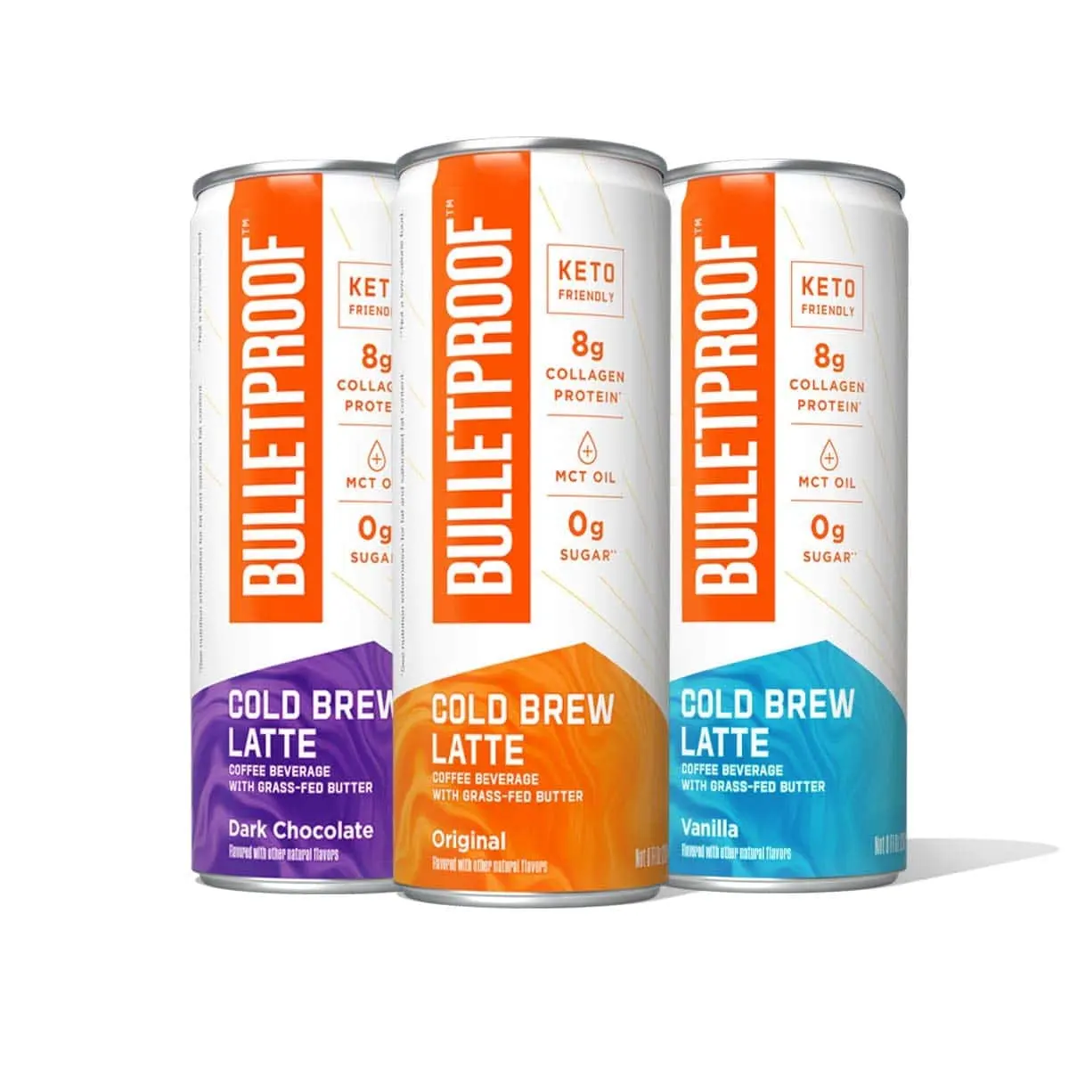 12-Pack 8-Oz Bulletproof Cold Brew Latte Keto Coffee w/ MCT Oil