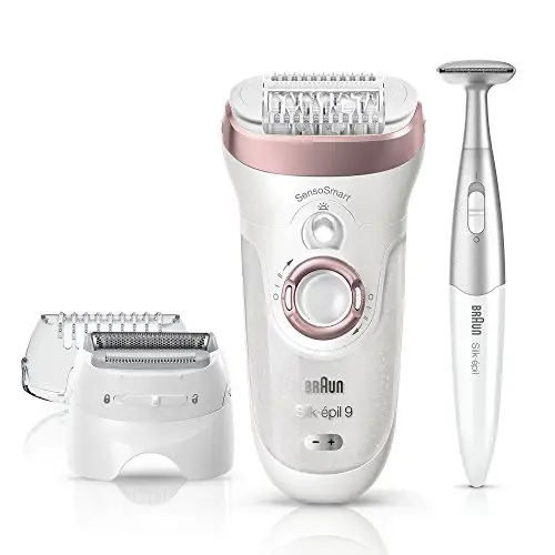 Braun Epilator, Hair Removal for Women, Series 9-890 Silk-Epil Sensosmart Epilator with Shaver and Face / Bikini Trimmer