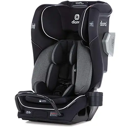 Diono Radian 3QXT 4-in-1 Rear and Forward Facing Convertible Car Seat, Safe Plus Engineering, 4 Stage Infant Protection, 10 Years 1 Car Seat, Slim Design - Fits 3 Across, Jet Black