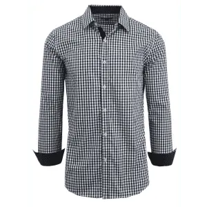 Men's Slim Fitting Gingham Pattern Dress Shirts