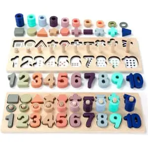 Bekilole Kids' Wooden Number Puzzle Set