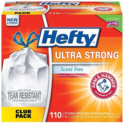 Hefty 13加仑 超结实带抽绳垃圾袋，110个装