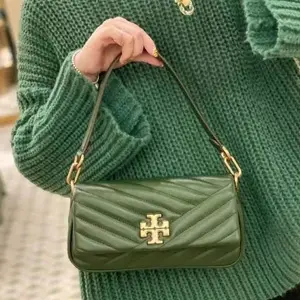 降价！Tory Burch 汤丽柏琦Kira Chevron腋下法棍包 绿色