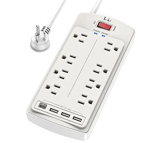 Power Strip , Tcstei Surge Protector with 8 Outlets and 4 USB Ports( 1 USB C Outlet), 6 Feet Extension Cord (1875W/15A), 2700 Joules, ETL Listed, Grey 