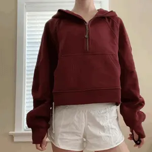 Lululemon Scuba酒红色半拉链卫衣