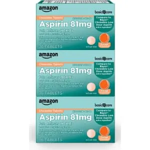 Amazon Basic Care Chewable Aspirin 81mg Pain Reliever
