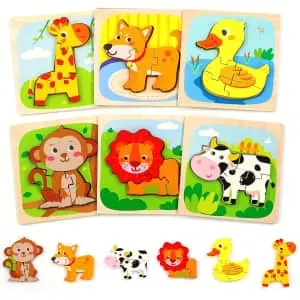 Bekilole Kids' Wooden Puzzle 6-Pack