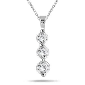 Szul 1-TCW 3-Stone Diamond Pendant in 14K White Gold