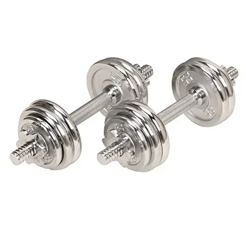 Sunny Health & Fitness 33lb Chrome Dumbbell Set w/ Carry Case - NO. 014, List Price is