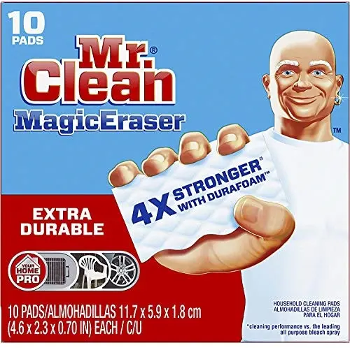 Mr. Clean Magic Eraser, Extra Durable Pro Version, Shoe, Bathroom, and Shower Cleaner, Cleaning Pads with Durafoam, 10 Count, Now