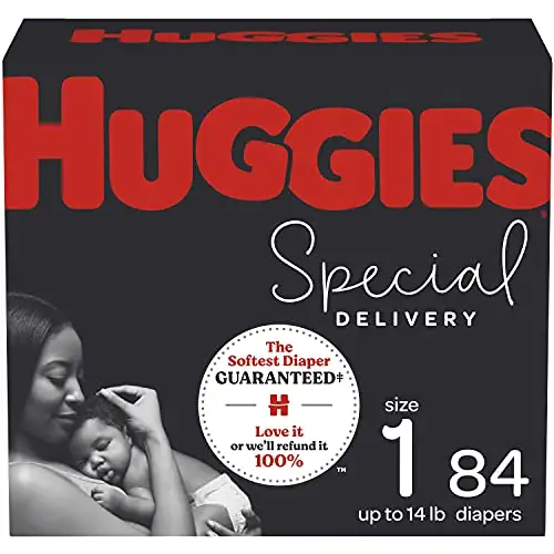 Hypoallergenic Baby Diapers Size 1, 84 Ct, Huggies Special Delivery, Softest Diaper, Safe for Sensitive Skin, List Price is