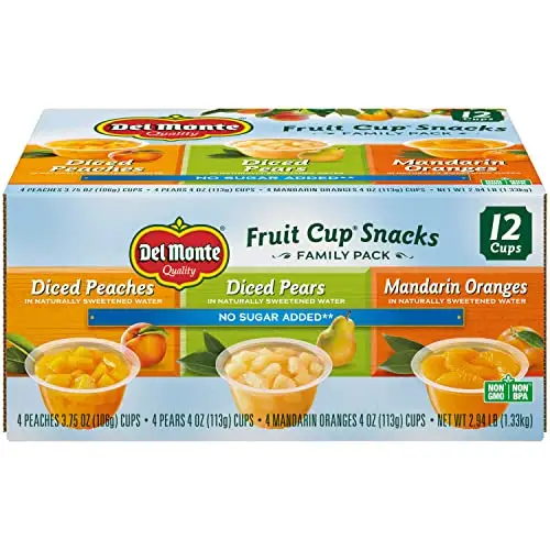 Del Monte No Sugar Added Variety Fruit Cups (Peaches, Pears, Mandarin Oranges), 4 Ounce (Pack of 12) 2002456, Now