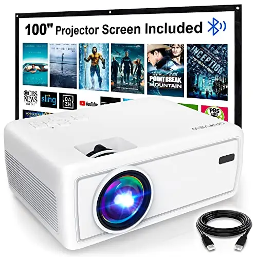 金盒特价！Groview迷你投影仪，7500 lumin，100"屏幕，支持全高清 1080P，兼容电视棒、Android 和 iPhone