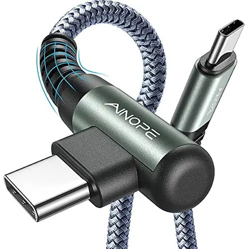 实用好物，相当白菜！AINOPE USB C to USB C充电线，6.6 英尺2条，60W 3.1A，直角转角，广泛兼容，折上折后仅售