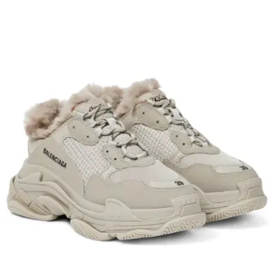 Balenciaga 巴黎世家 Triple S 皮毛衬里 老爹鞋
