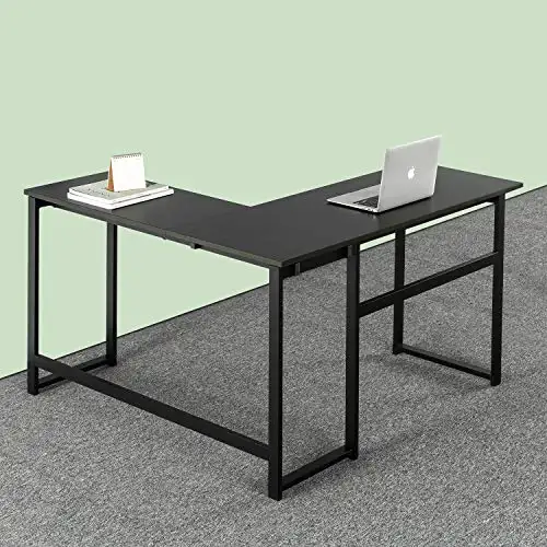 ZINUS Luke 53 Inch Black Metal Corner Desk / L-Shaped Computer Desk / Office Desk / Easy, Bolt Free Assembly, List Price is