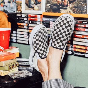 降价！VANS棋盘格slip-on一脚蹬大童款帆布鞋